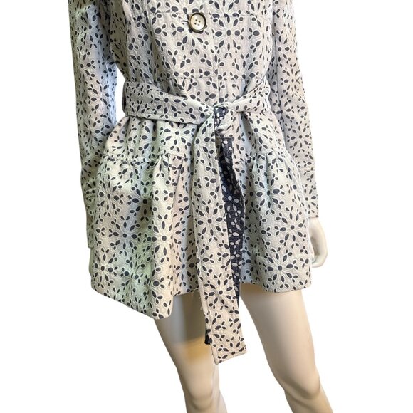 Anthropologie Elevenses Eyelet Button-Up Peplum Jacket With Belt - Size 4P EUC - Picture 2 of 9